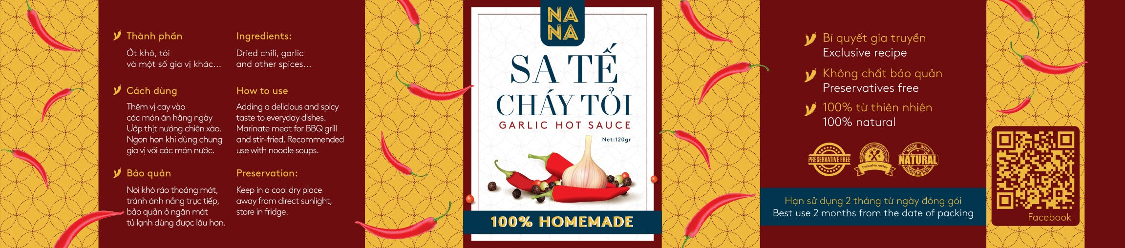 NANA GARLIC HOT SAUCE 100% HOMEMADE (120g) - COMBO 2 PACK
