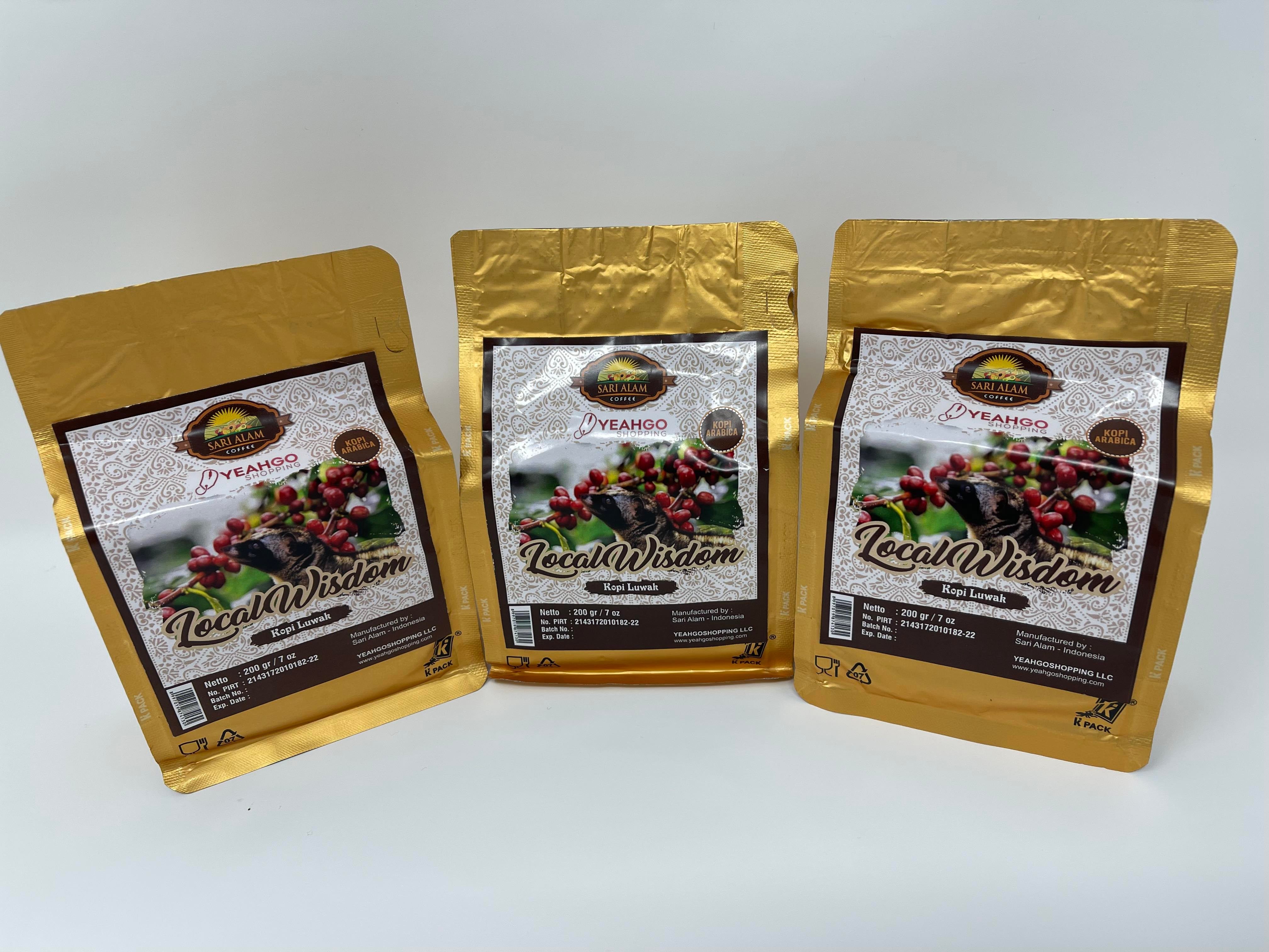 PREMIUM GROUND POWDER KOPI LUWAK ARABICA COFFEE FROM INDONESIA - 200 GRAM (7 OZ)