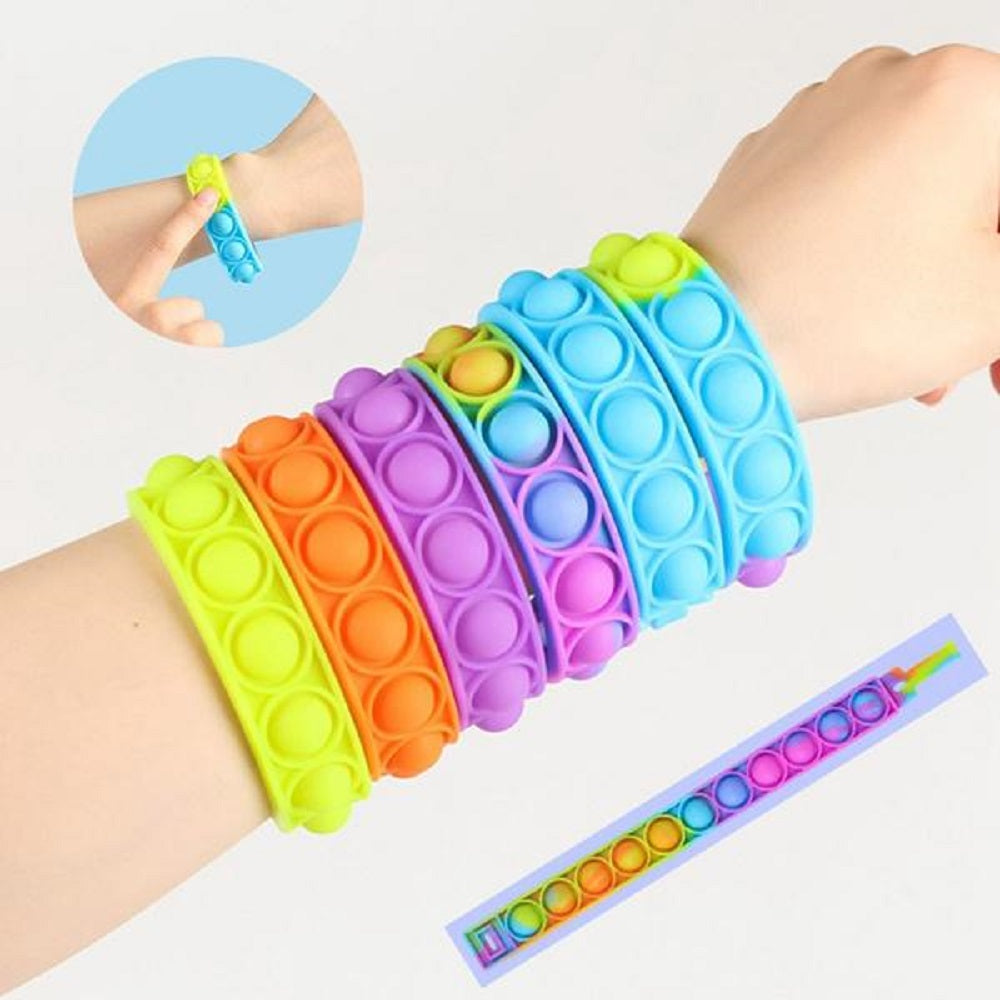 Push Bubble Sensory Toy Fun Color Silicone Bracelet Decompression Anxiety Wristband