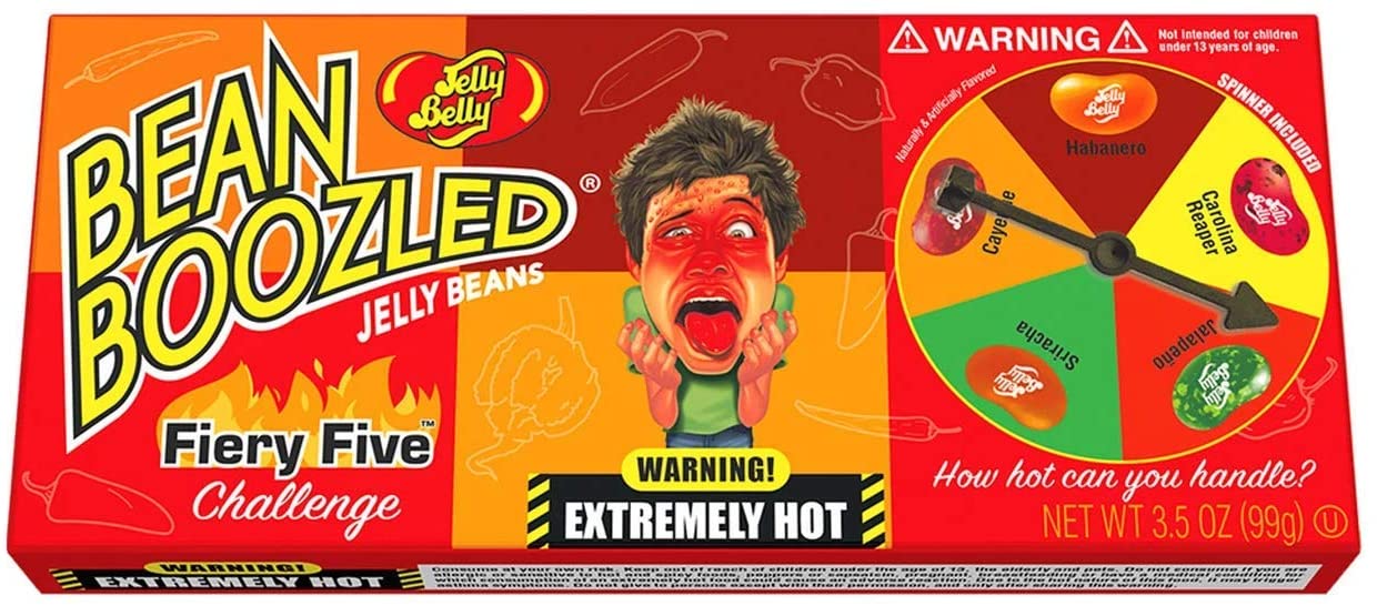 JELLY BELLY Bean Boozled FIERY FIVE Jelly Beans & Spinner Game Carolina Reaper