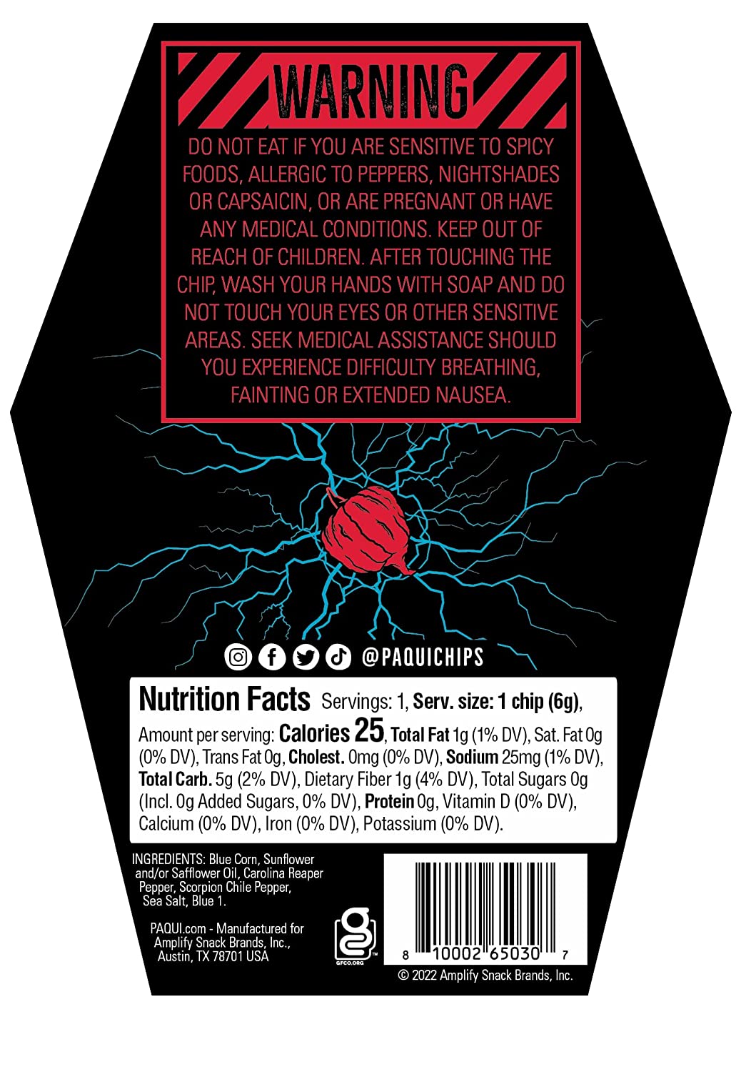 Paqui One Chip Challenge 2022, 0.21 Ounce + 4 Sheets Black Spider 3D Waterproof Temporary Tattoo Stickers