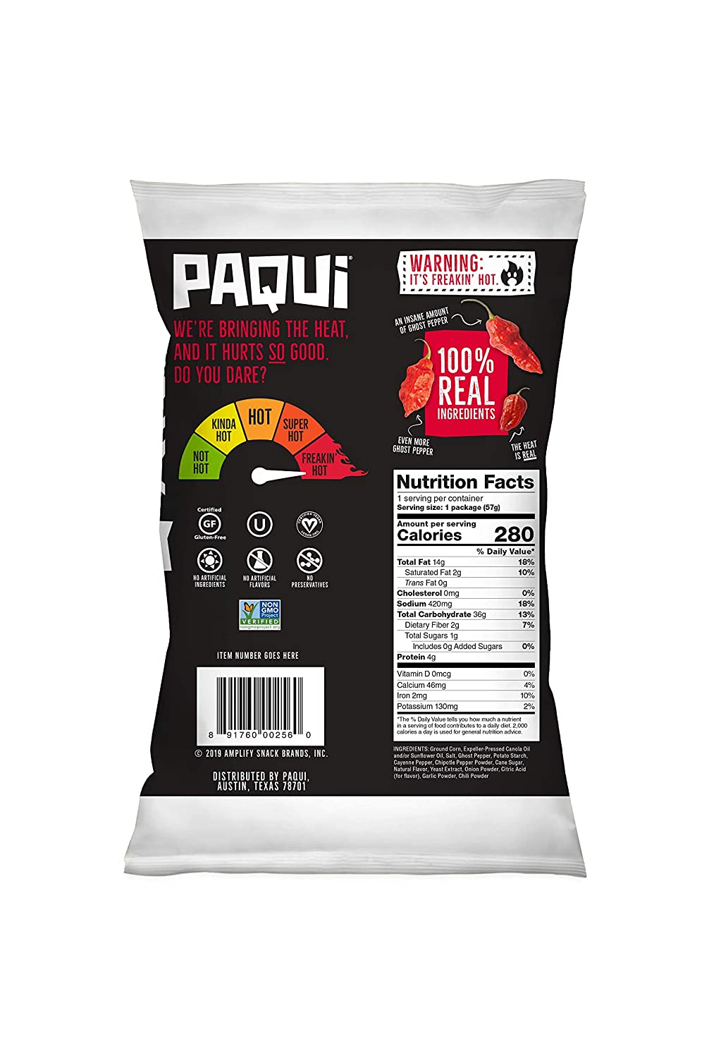Paqui Haunted Ghost Pepper Bag Hot Carolina Reaper Chip Challenge 2 Oz (6 Packs)