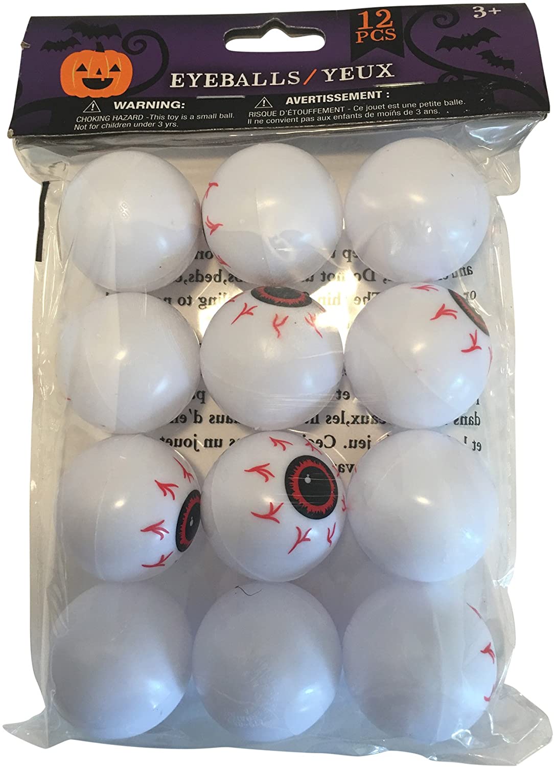 Eyeball Ping Pong Balls for Halloween or Table Tennis - 12 Plastic EyeBalls