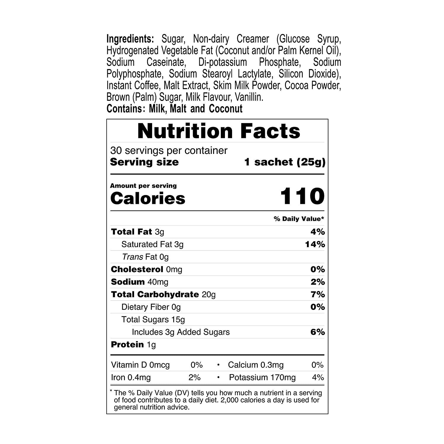 Kopiko 3 in 1 Instant Strong & Rich Coffee Mix 21.2 oz. Delicious (30 Sachets)