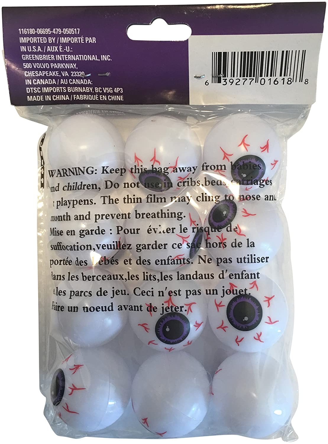 Eyeball Ping Pong Balls for Halloween or Table Tennis - 12 Plastic EyeBalls