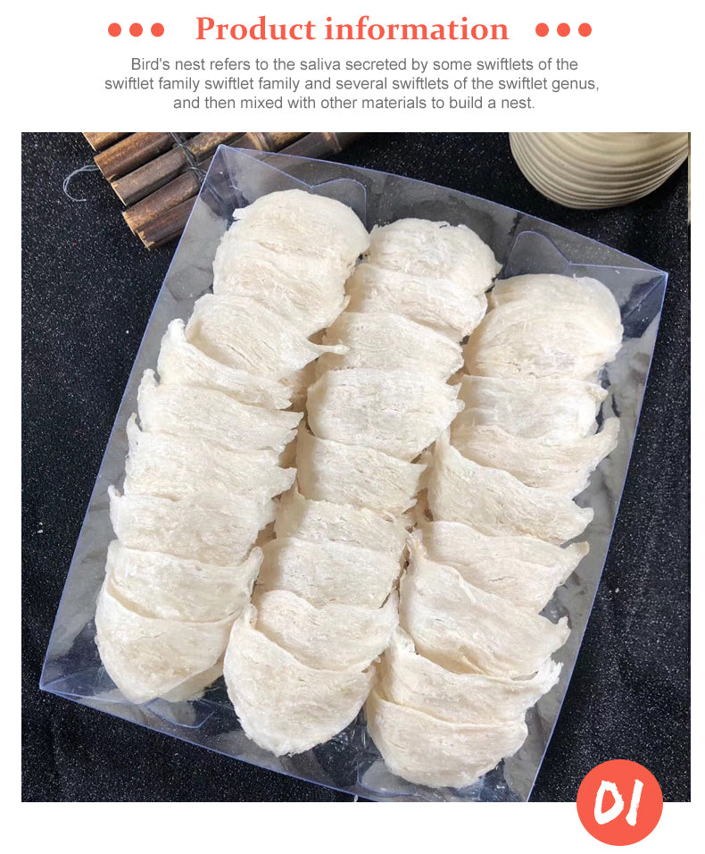 Raw Natural Air Drying Edible Bird's Nest Grade 5A White Color - 100 gram