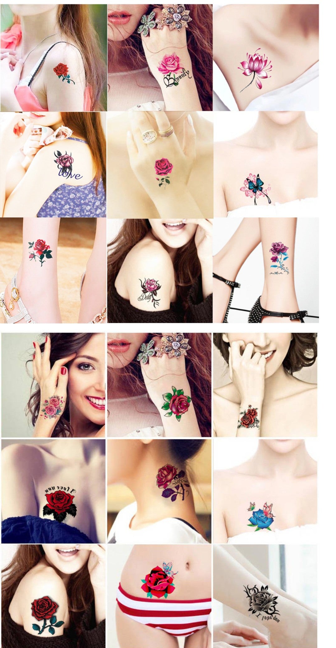 Colorful 3D Stereo Tattoo Sticker Temporary Waterproof Beautiful Body Art - 20pcs