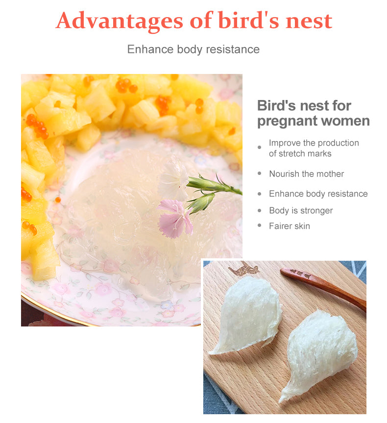 Raw Natural Air Drying Edible Bird's Nest Grade 5A White Color - 100 gram