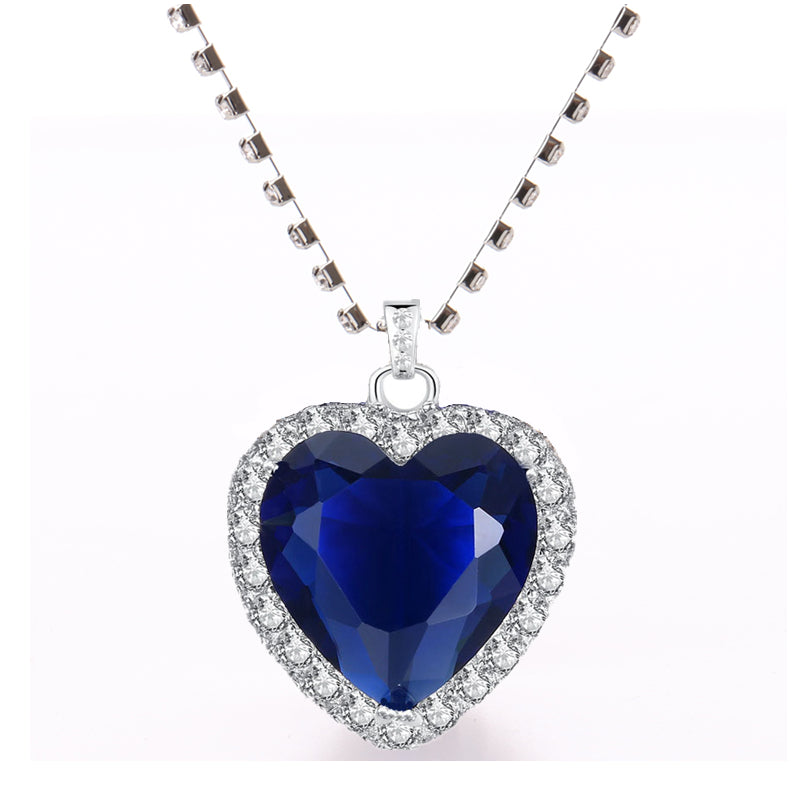 Korean Hot Women's Classic Heart of Ocean Crystal for Women Beach Heart Blue Set