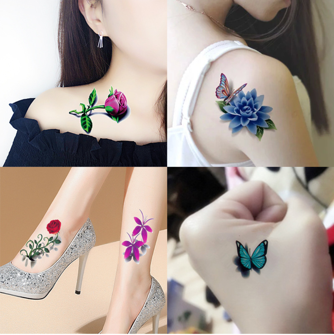 Colorful 3D Stereo Tattoo Sticker Temporary Waterproof Beautiful Body Art - 20pcs