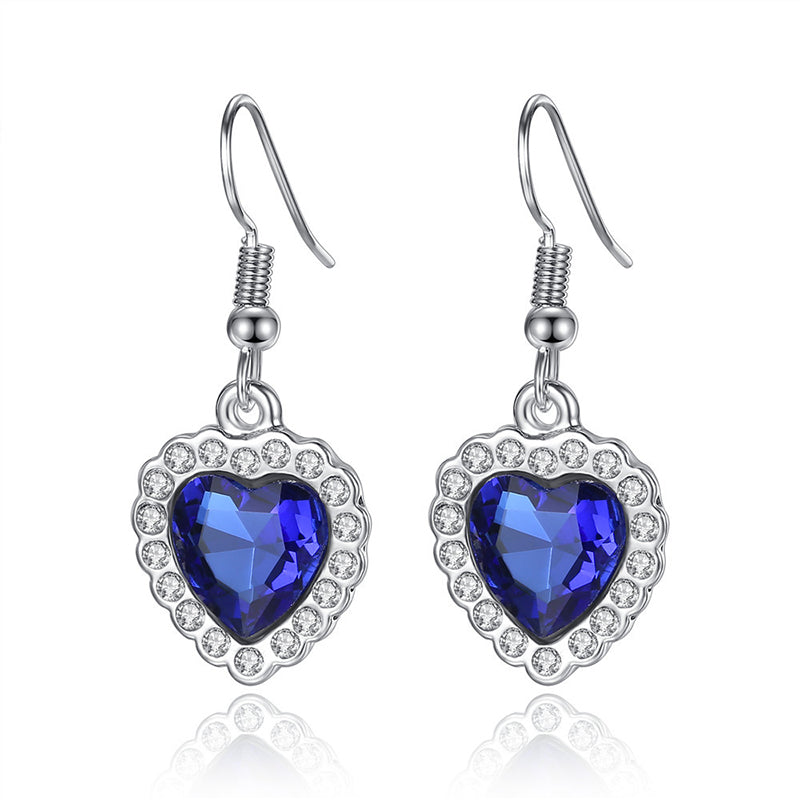 Korean Hot Women's Classic Heart of Ocean Crystal for Women Beach Heart Blue Set