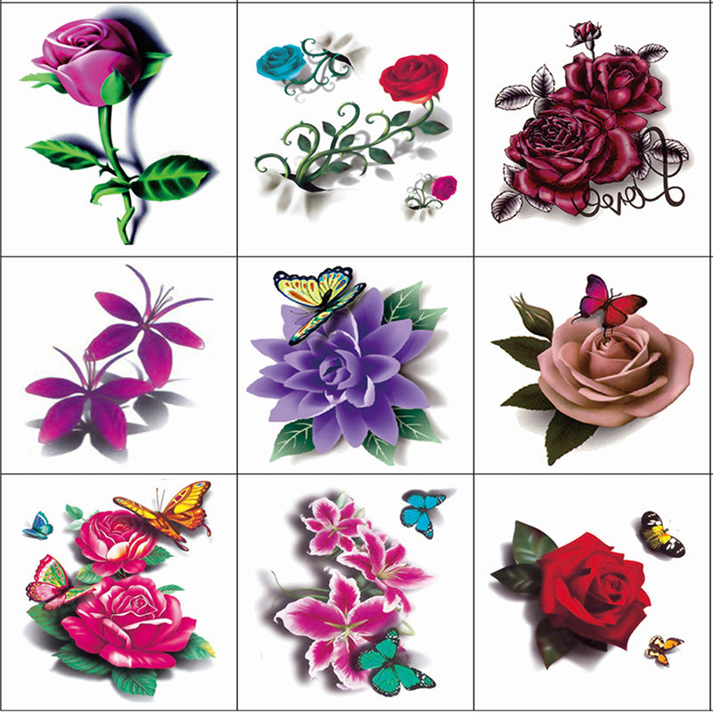 Colorful 3D Stereo Tattoo Sticker Temporary Waterproof Beautiful Body Art - 20pcs