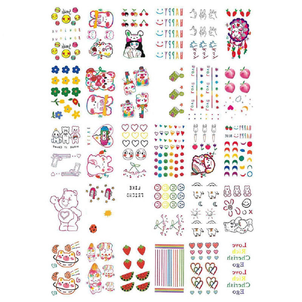 Colorful Temporary Tattoo Sticker Face Hand Lovely Body Art Rainbow - 30Pcs/Bag
