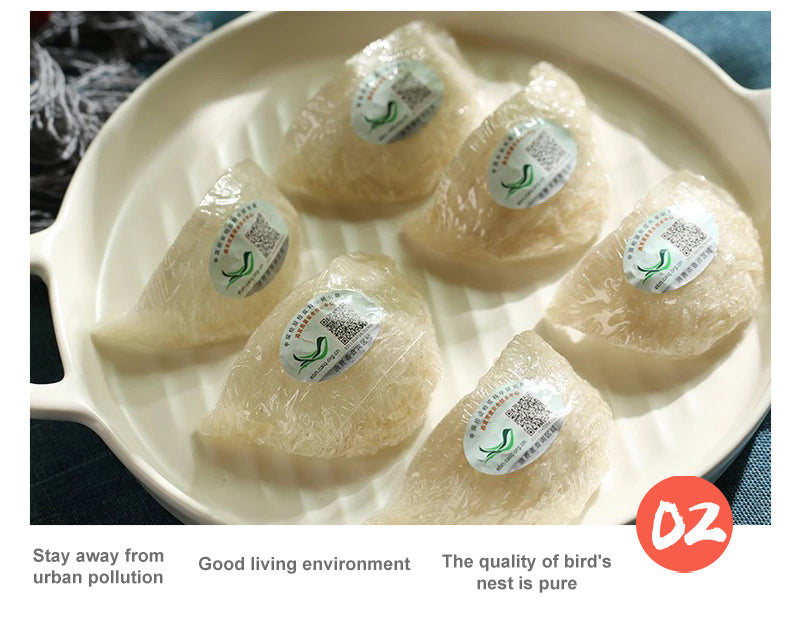 Raw Natural Air Drying Edible Bird's Nest Grade 5A White Color - 100 gram