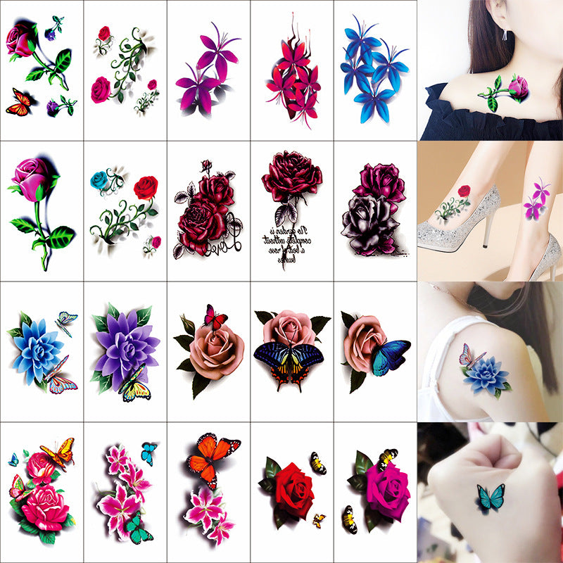 Colorful 3D Stereo Tattoo Sticker Temporary Waterproof Beautiful Body Art - 20pcs