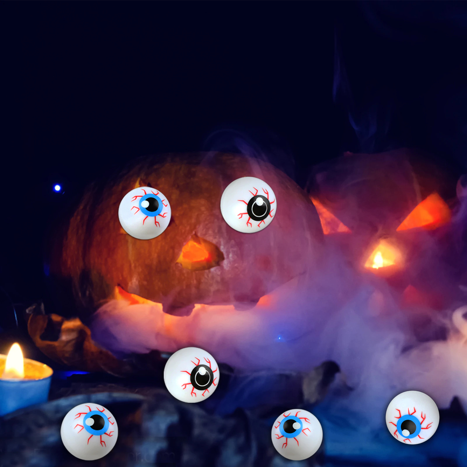 60PCS Plastic Halloween Eyeballs Scary Ping Pong for Cats, Kids Toys Decoration