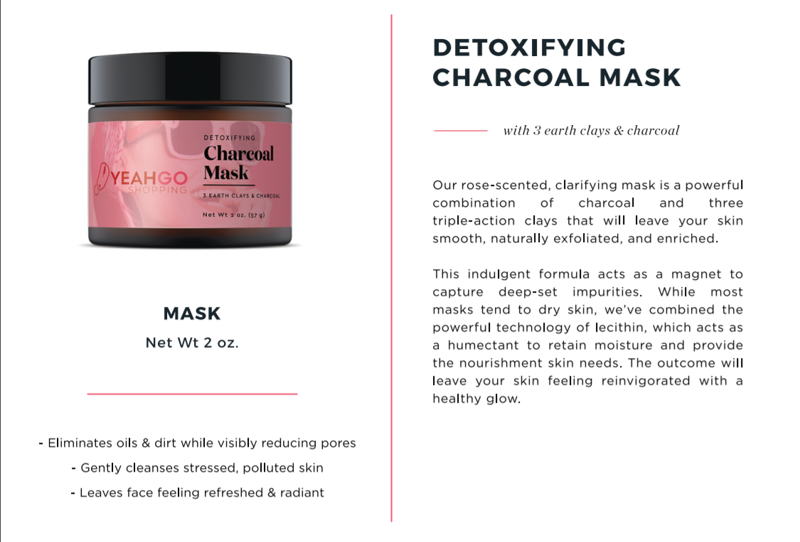 YEAHGOSHOPPING DETOXIFYING CHARCOAL MASK - 2 OZ (57G) MADE IN USA