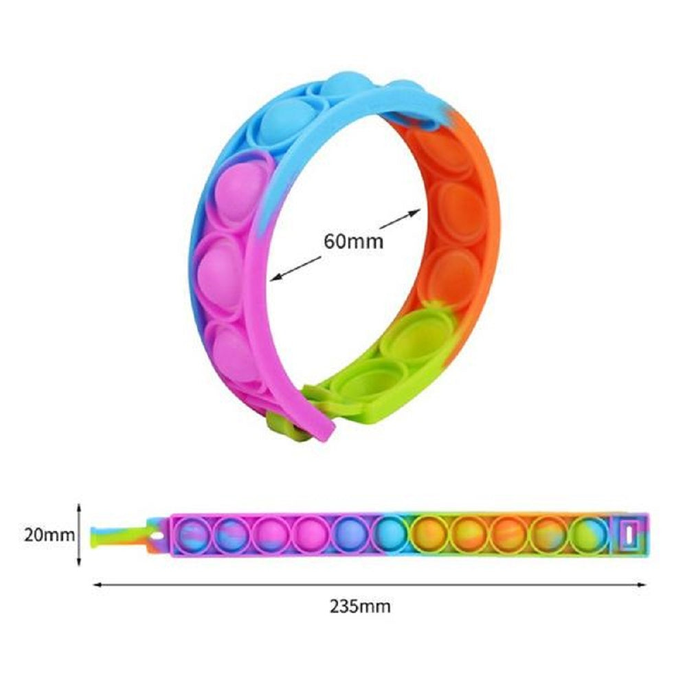 Push Bubble Sensory Toy Fun Color Silicone Bracelet Decompression Anxiety Wristband