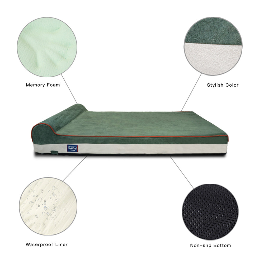 Orthopedic Memory Foam Dog Bed with Pillow and Durable Water Proof Liner & Removable Washable Cover & Smart Design, Extra Large