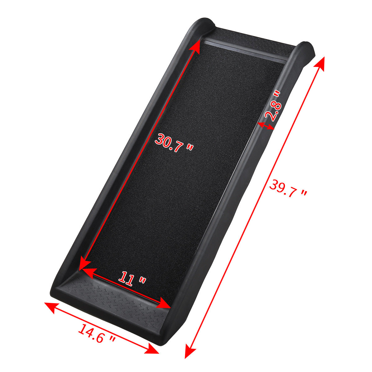 Portable Lightweight Dog Pet Ramp with Nonslip Surface and Raised Safety Rails, Outdoors, Black