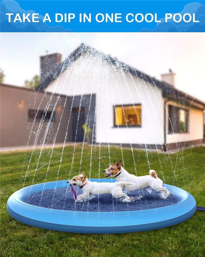 Upgraded Sprinkler Splash Pad for Kids, Inflatable Outdoor Water Mat Toys Wading Swimming Pool, 150cm Kiddie Summer Toys for 1-12 Years Old Children Toddler Girls Boys pet