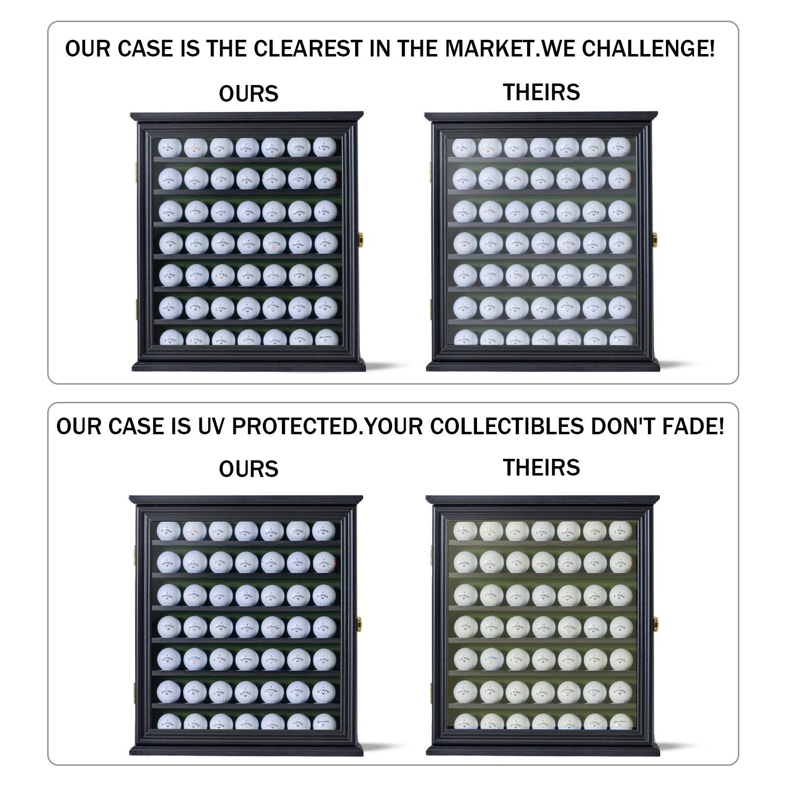 49 Golf Ball Display Case Cabinet Wall Rack Holder w/98% UV Protection Lockable XH