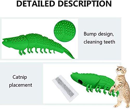 New Upgrade Models Pet Shrimp Shape Cat Toothbrush with Catnip Chewing Toy, Eco-Friendly Silicone Molar Stick for Pet Cat, Toys With Cleaning Toothbrush for Cats