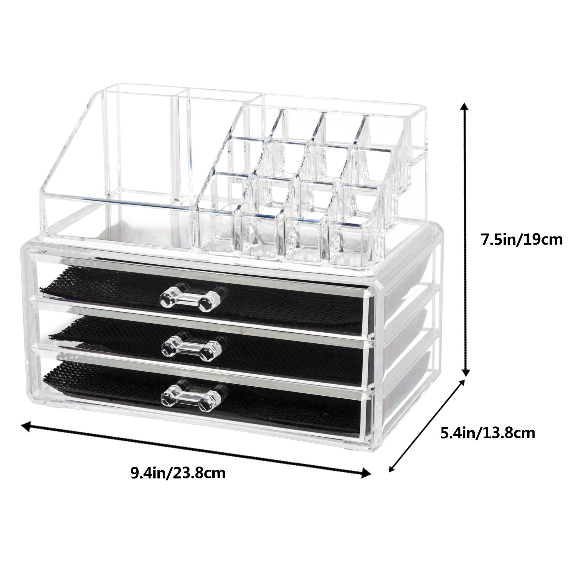 Home Use Space-saving Rectangular Compartments & 3-Layer Drawers Integrated Plastic Makeup Case YF