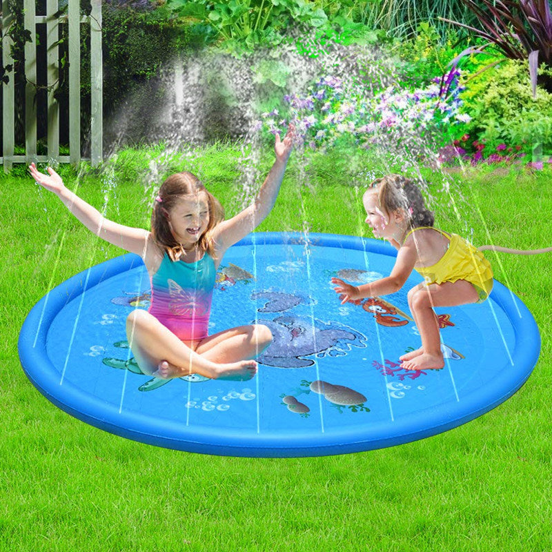 Outdoor Splash Pad 68 inch Sprinkler Play Mat for Baby Toddlers Kiddie Kids Dogs Outdoor Summer Inflatable Spray Water Toys