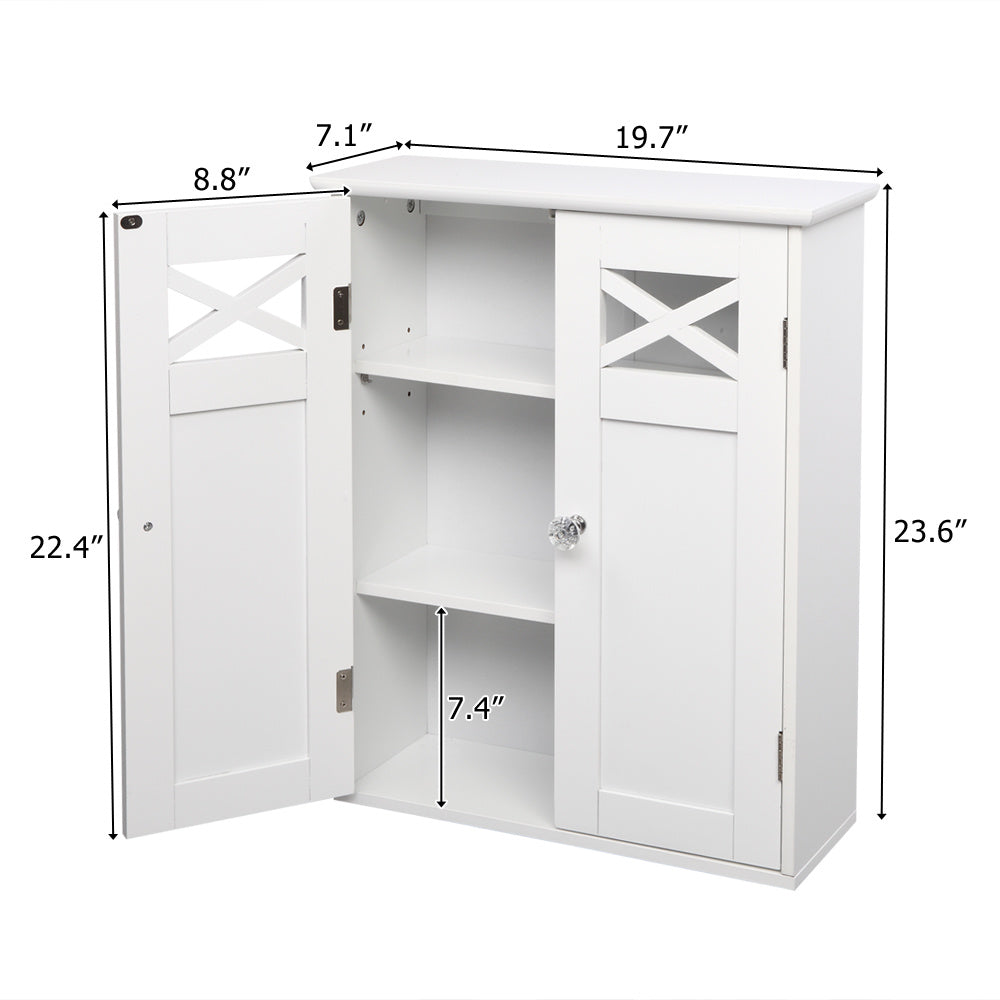 FCH Double Door Fork Type Bathroom Wall Cabinet White YJ