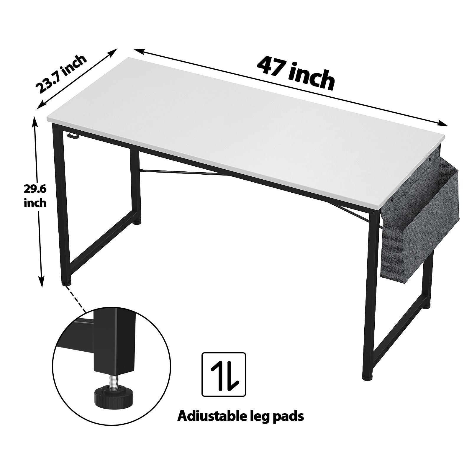 Free shipping Computer Desk 47 inch Home Office Writing Study Desk, Modern Simple Style Laptop Table with Storage Bag multicolor