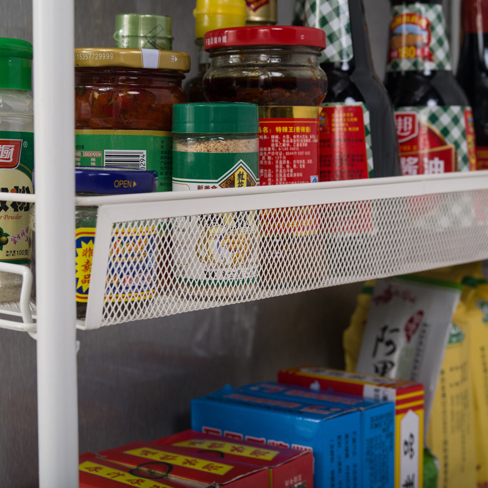 Honeycomb Mesh Style Four Layers Removable Storage Cart Ivory White YJ