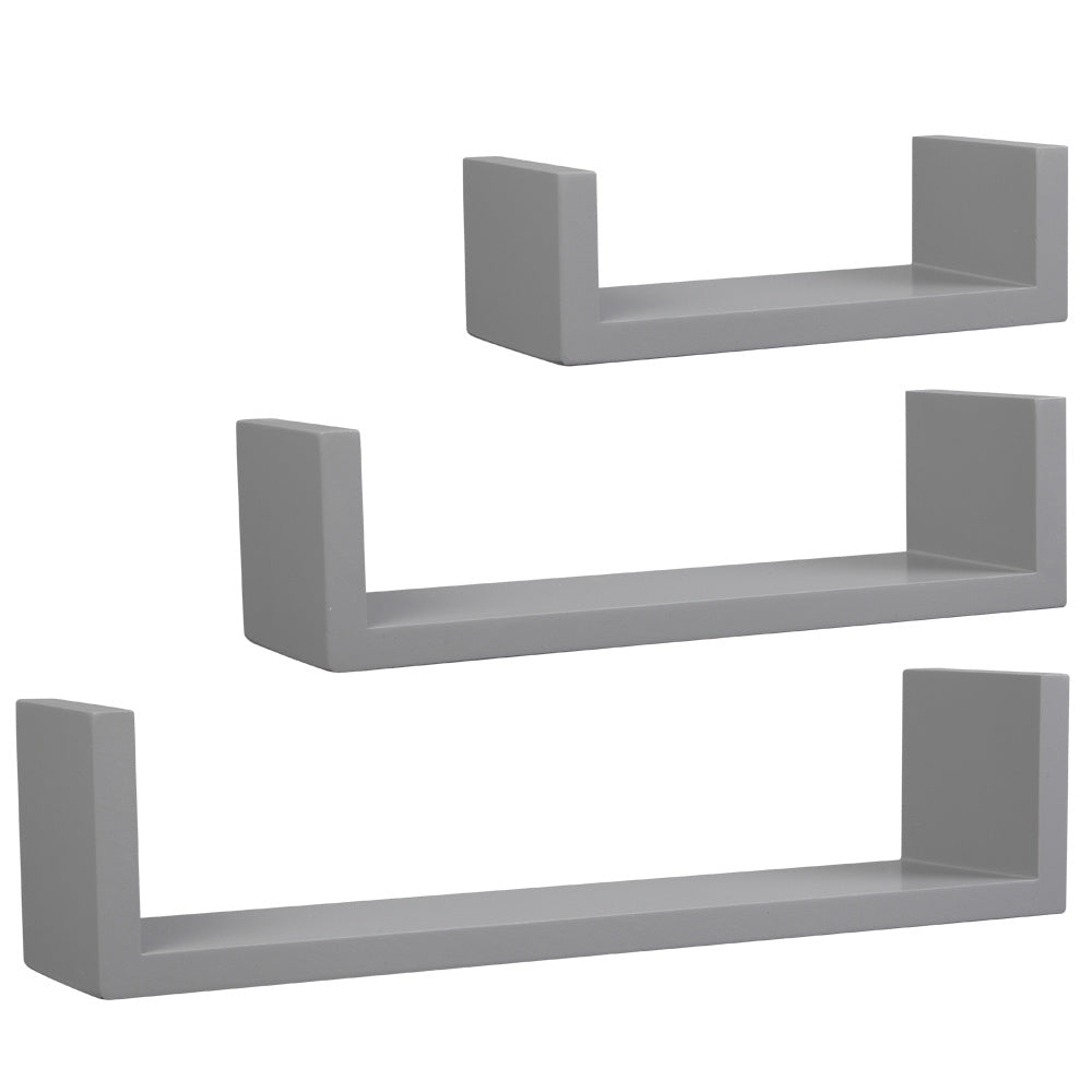 Set of 3, Floating Display Shelves Ledge Bookshelf Wall Mount Storage Gray Floating Shelves Wall Mounted - Decorative Storage Shelf, Multi-use Home Studio Furniture RT