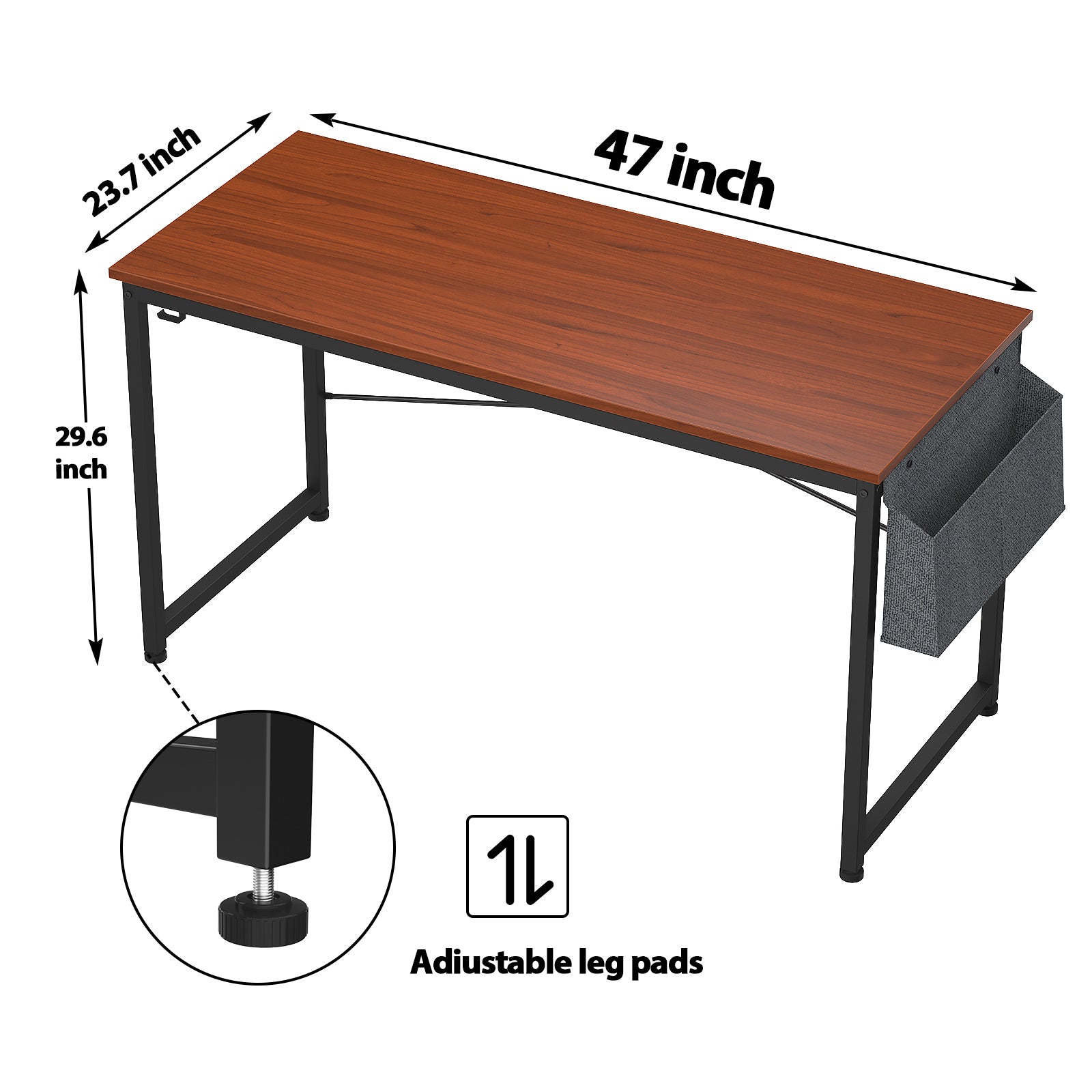 Free shipping Computer Desk 47 inch Home Office Writing Study Desk, Modern Simple Style Laptop Table with Storage Bag multicolor