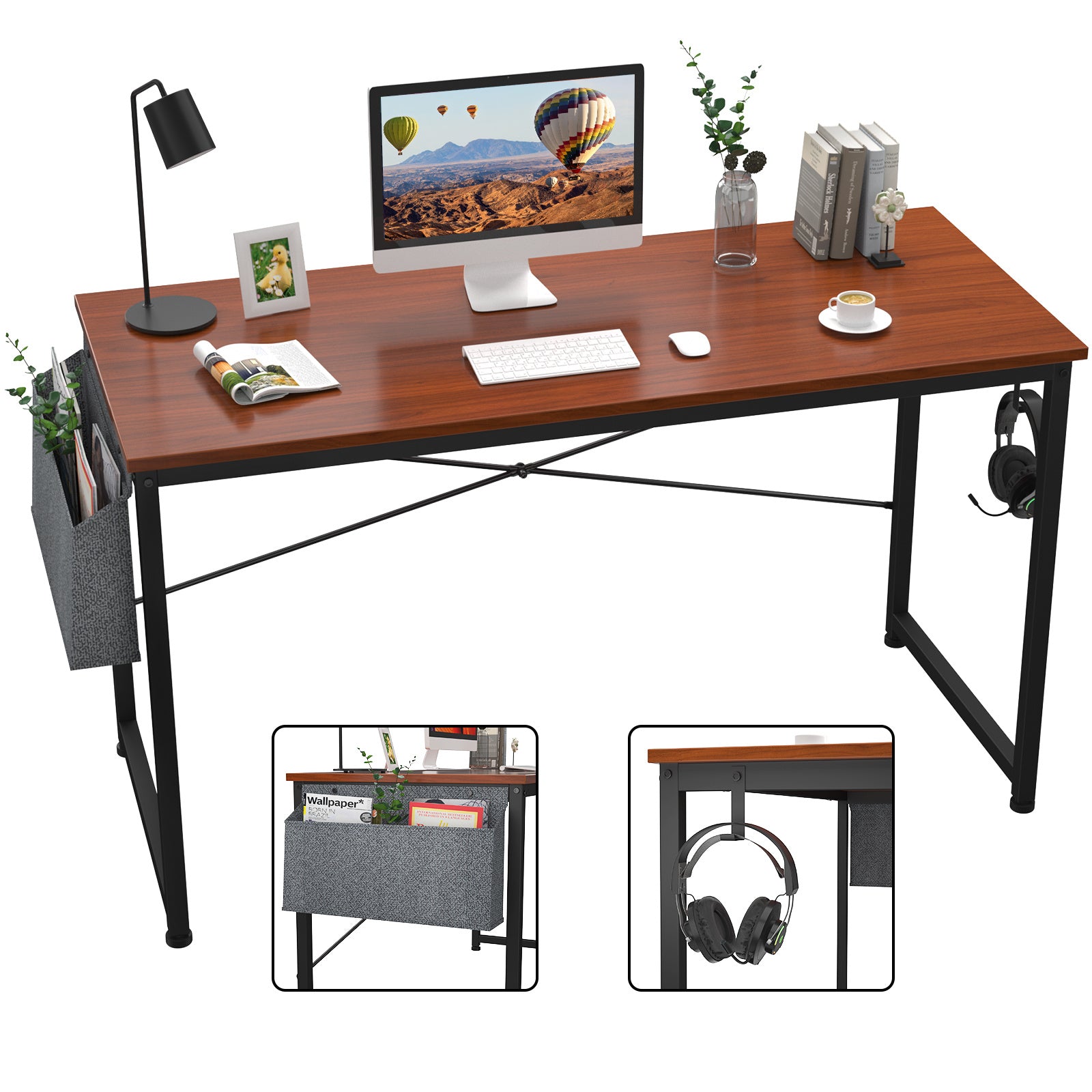 Free shipping Computer Desk 47 inch Home Office Writing Study Desk, Modern Simple Style Laptop Table with Storage Bag multicolor