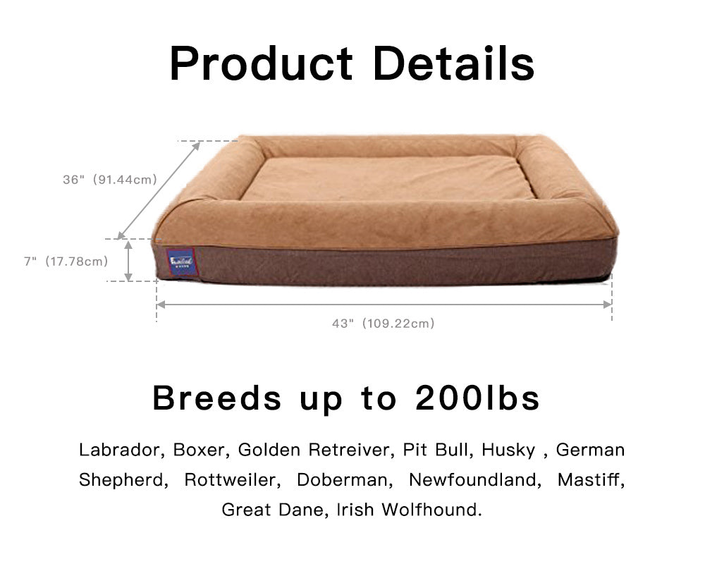 Orthopedic Memory Foam Dog Bed Dog Couch with Durable Water Proof Liner and Removable Washable Cover, Large