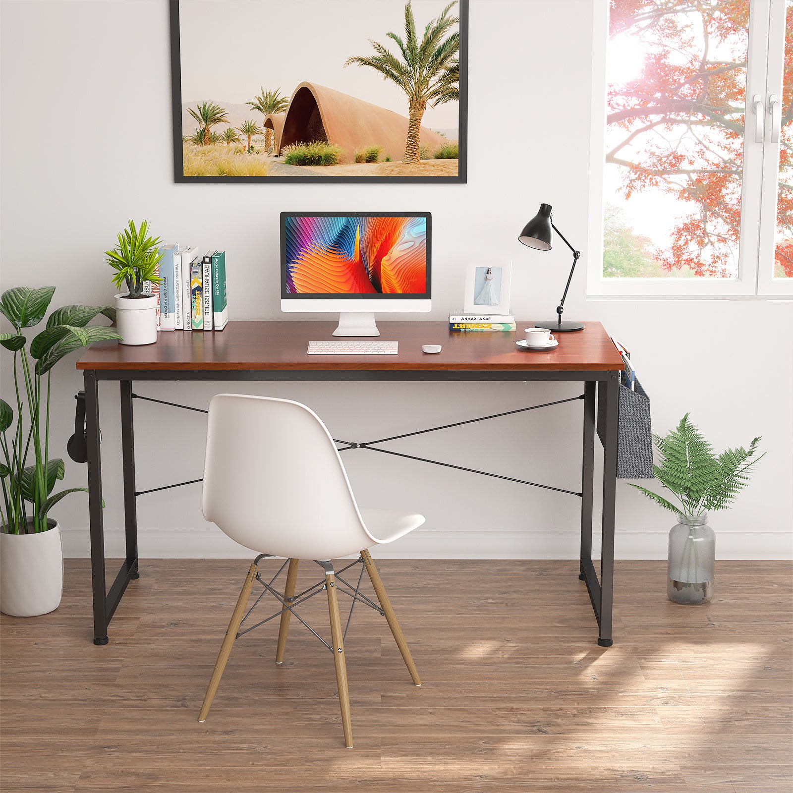 Free shipping Computer Desk 47 inch Home Office Writing Study Desk, Modern Simple Style Laptop Table with Storage Bag multicolor