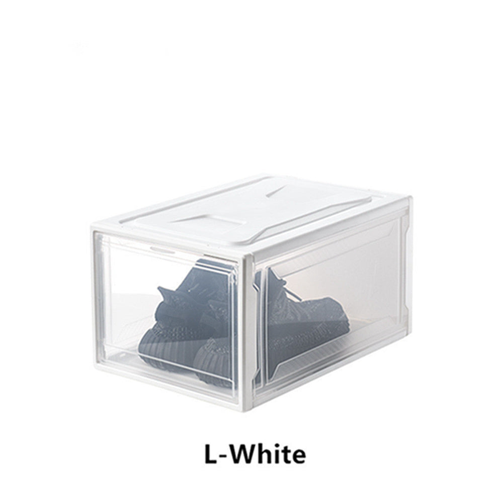 Free shipping 10PCS Storage Shoes Box Womens Mens Shoe Storage Display Box Plastic Foldable Stackable Shoe Container Clear Closet Shelf Shoe Organizer YJ