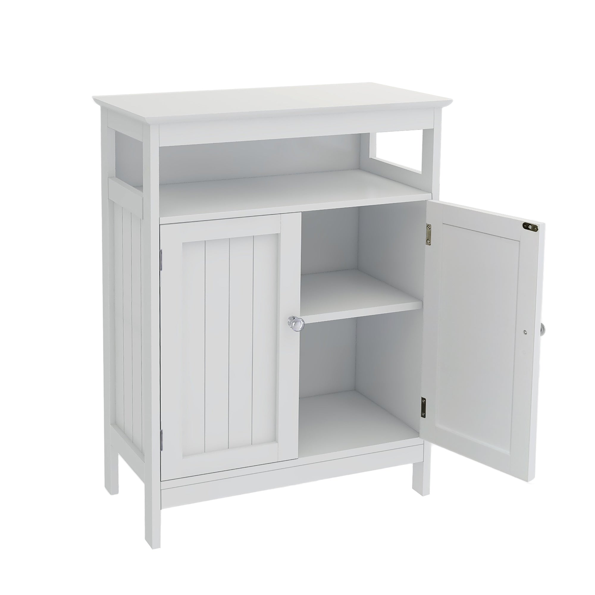 Free shipping Home Bathroom Floor Cabinet with Double Shutter Doors and Adjustable Shelves, Freestanding Bathroom Storage Cabinet with Adjustable Shelf