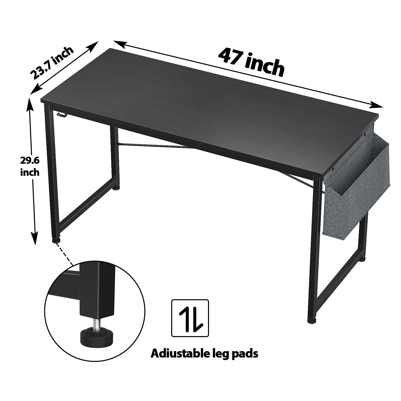 Free shipping Computer Desk 47 inch Home Office Writing Study Desk, Modern Simple Style Laptop Table with Storage Bag multicolor