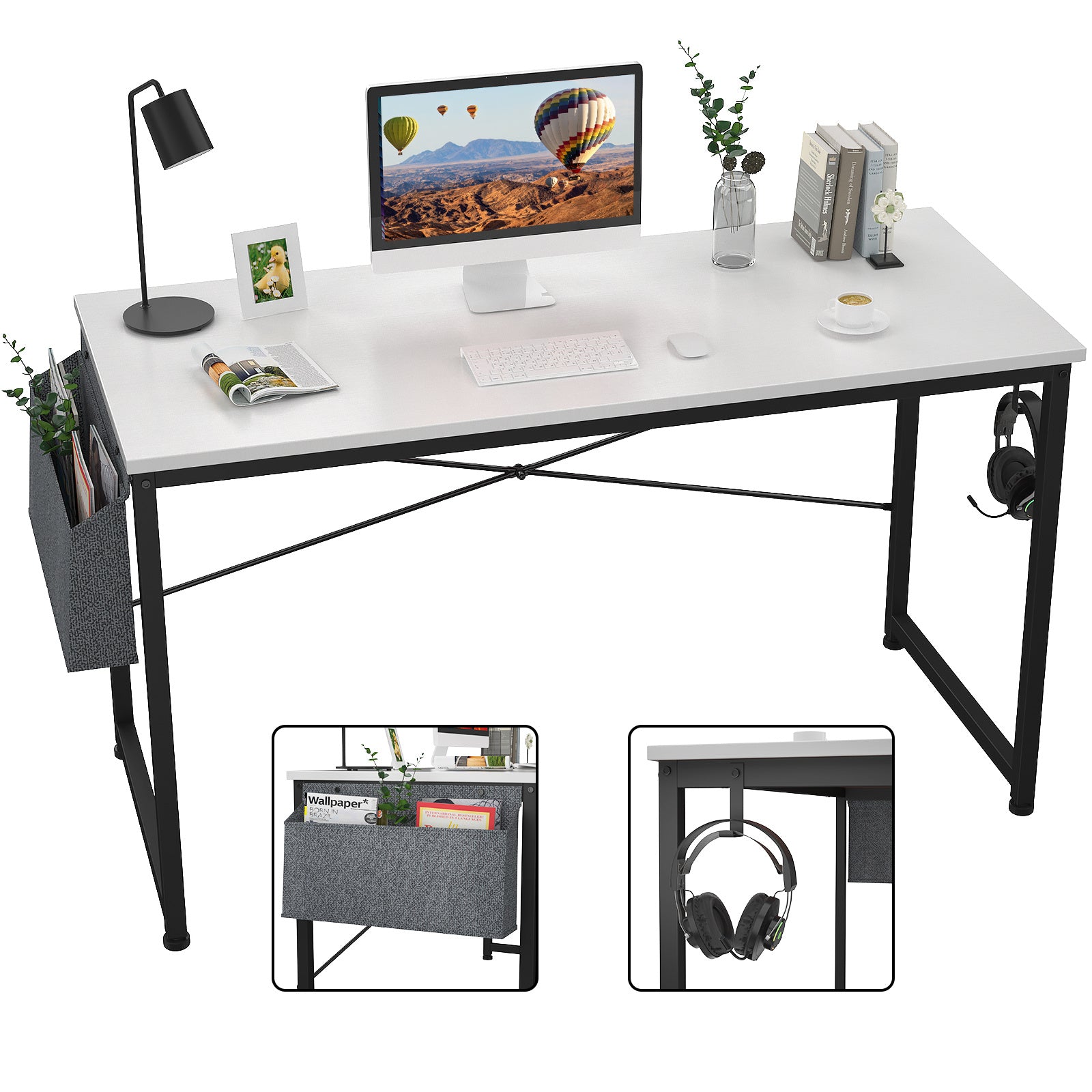 Free shipping Computer Desk 47 inch Home Office Writing Study Desk, Modern Simple Style Laptop Table with Storage Bag multicolor