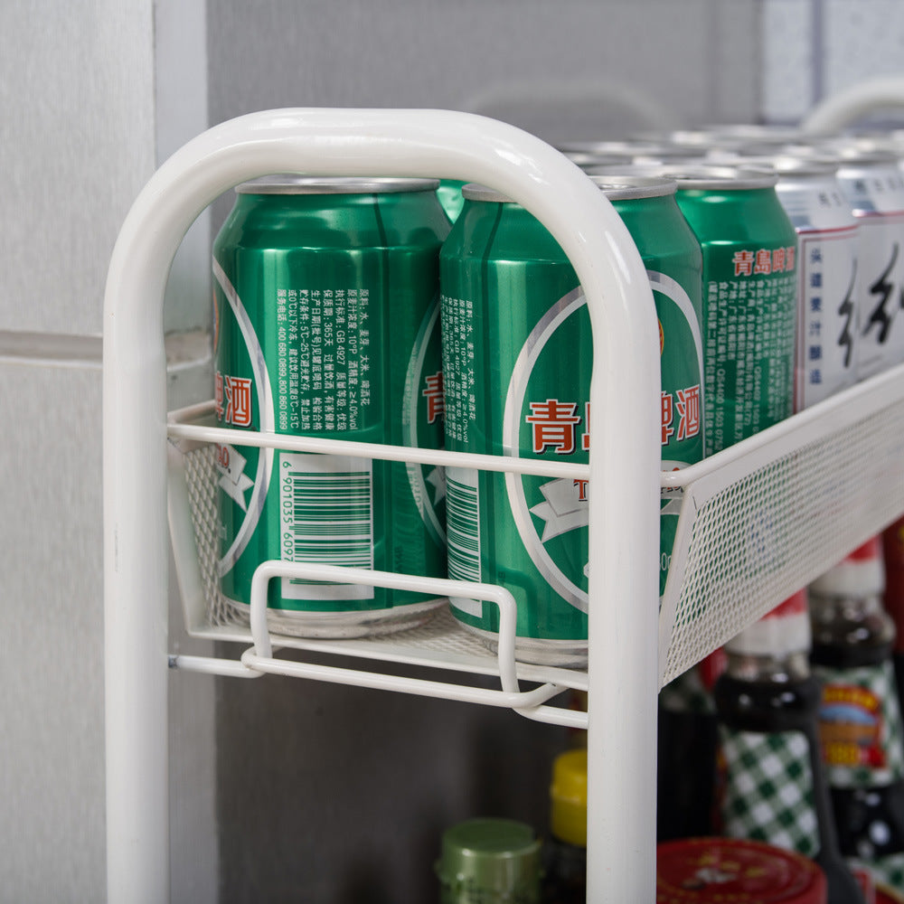 Honeycomb Mesh Style Four Layers Removable Storage Cart Ivory White YJ