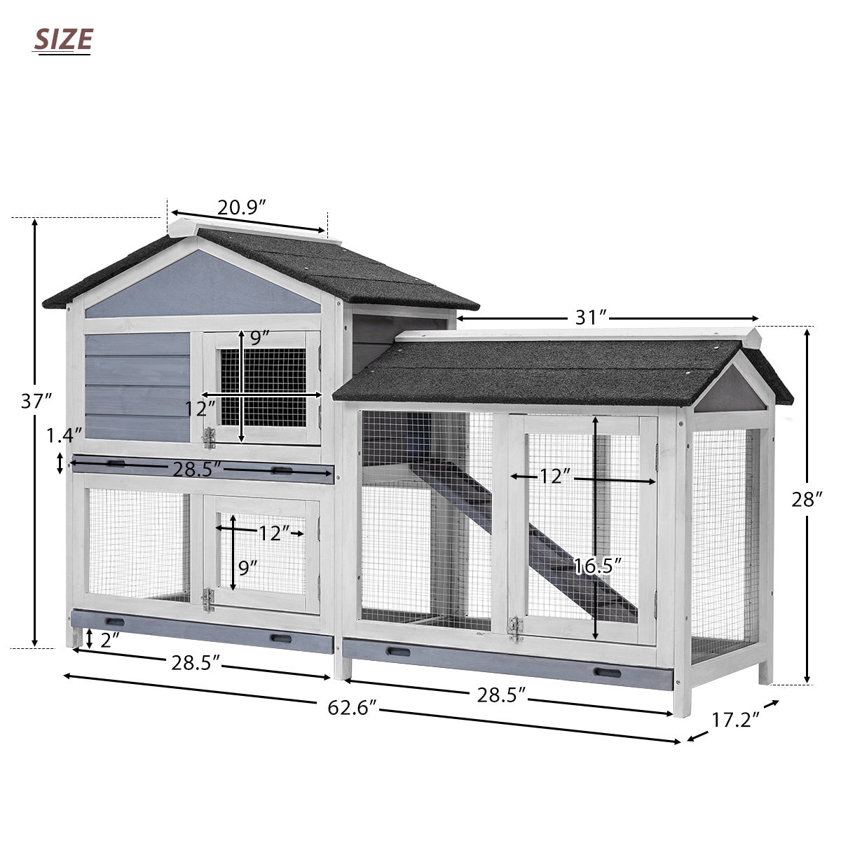 TOPMAX Pet Rabbit Hutch Wooden House Chicken Coop for Small Animals YF