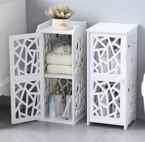 PVC Furniture, Bathroom Shelf, Layered Structure From Top to Bottom, Double Doors (28*28*120cm) RT