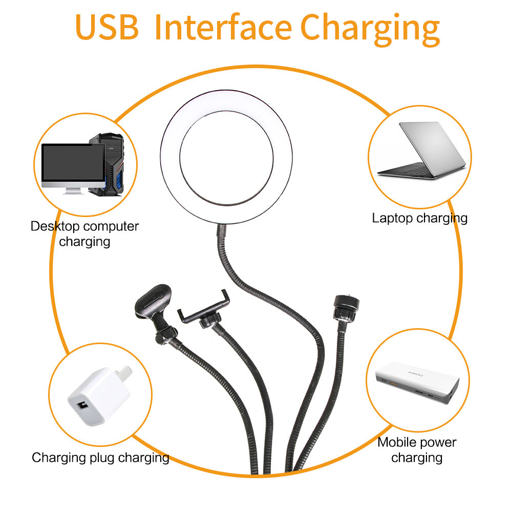 6" 4 in 1 Selfie Ring Light with Tripod Stand for Live Stream Makeup,Mini Led Camera Ring Light Table Lamp Fill Light for YouTube Video Photography Shooting Vlog USB Plug YF