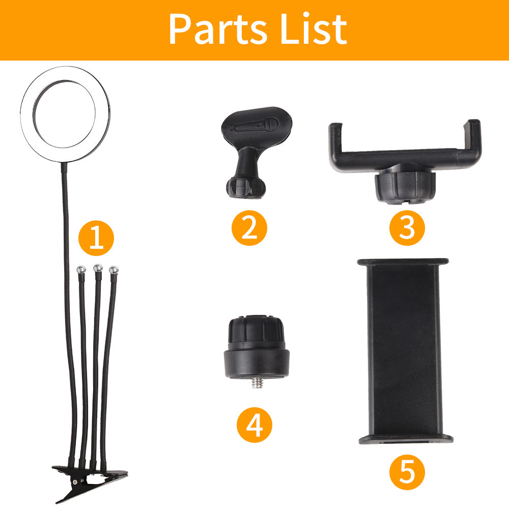 6" 4 in 1 Selfie Ring Light with Tripod Stand for Live Stream Makeup,Mini Led Camera Ring Light Table Lamp Fill Light for YouTube Video Photography Shooting Vlog USB Plug YF