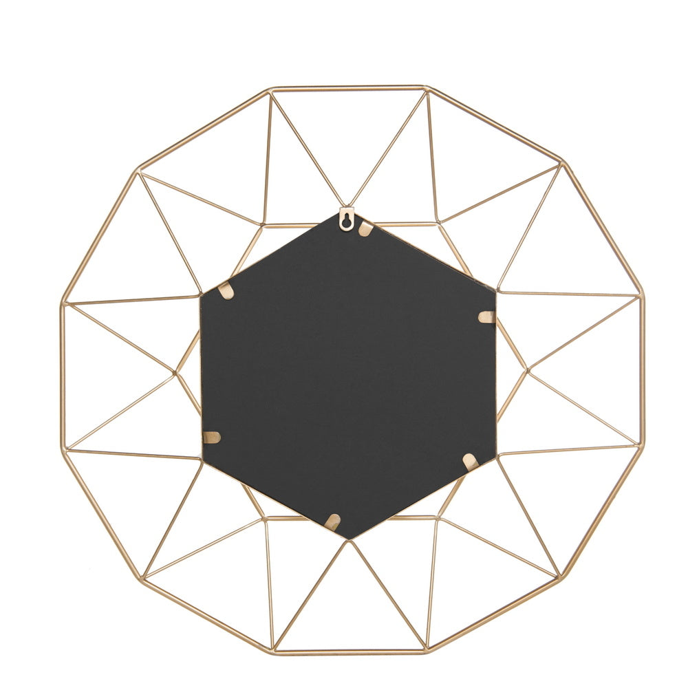 Free shipping Iron Wall Mirror Radial Triangle Round Mirror Iron Wall Mirror Decorative Mirror 25.5inch Golden YJ