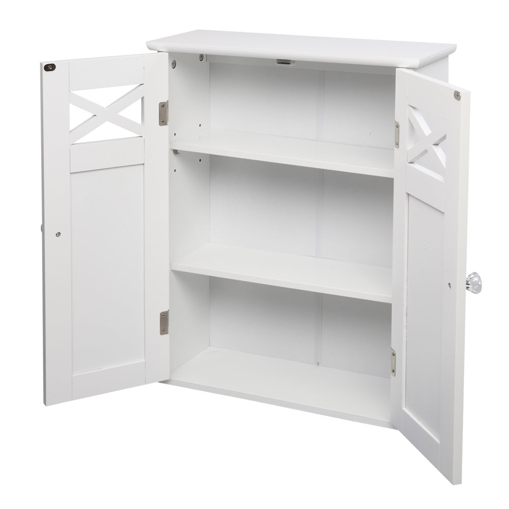 FCH Double Door Fork Type Bathroom Wall Cabinet White YJ