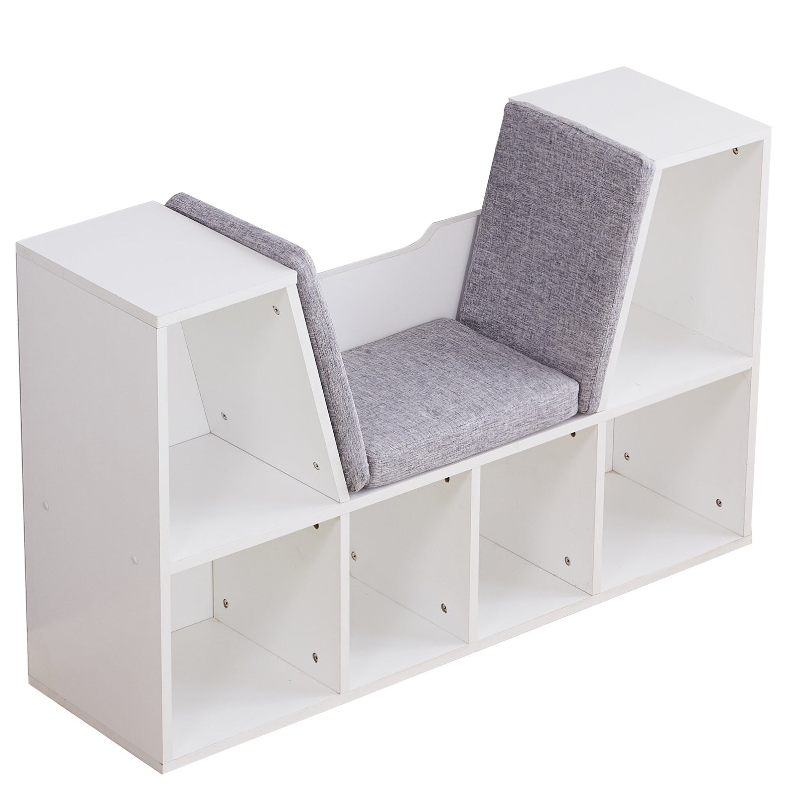 6-Cubby Kids Bookcase, Multi-Purpose Storage Organizer Cabinet Shelf for Children Dark Natural Color RT