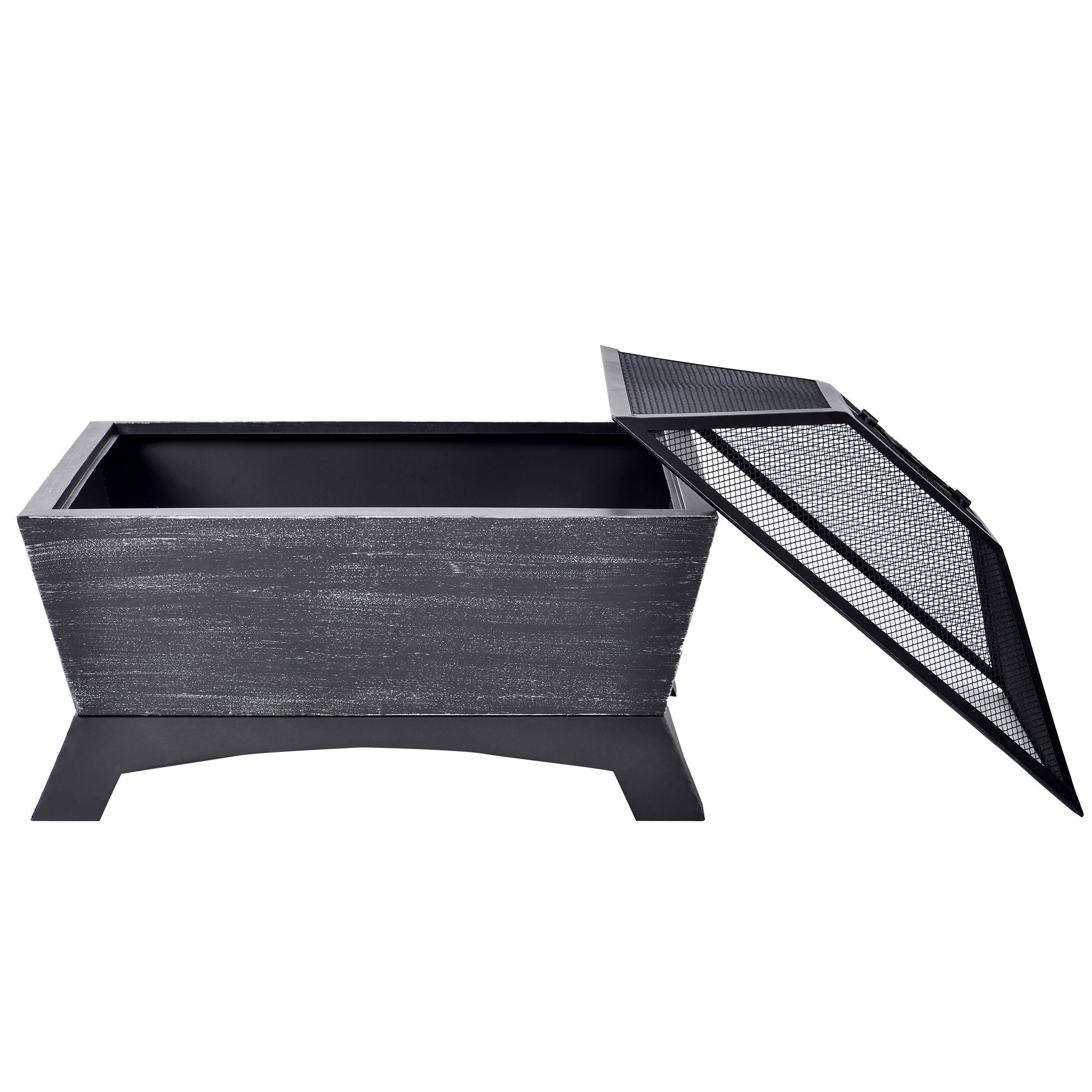 Free shipping Quality Steel Fire Pit with Log Poker, Mesh Screen for Outdoor Living, Family Use, Dark Gray